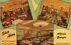 Ship Ahoy Restaurant, Luckie Street Atlanta GA Vintage Postcard T65