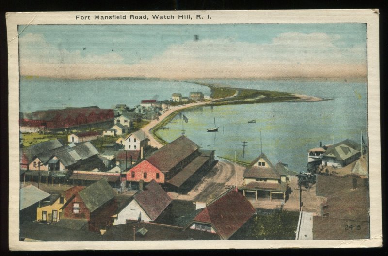 Fort Mansfield Road, Watch Hill, RI. Rhode Island. 1931 Morris Berman postcard