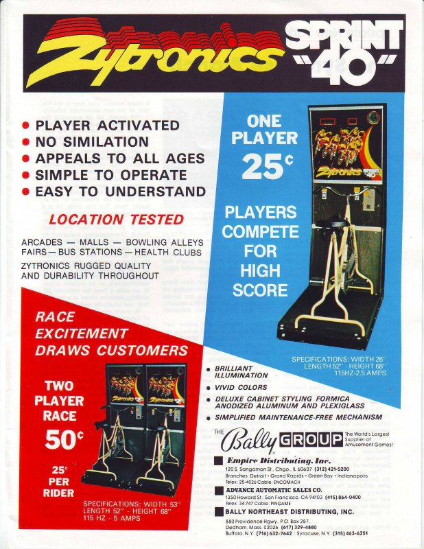 Sprint 40 Zytronics Vintage Arcade Game Magazine AD 1978