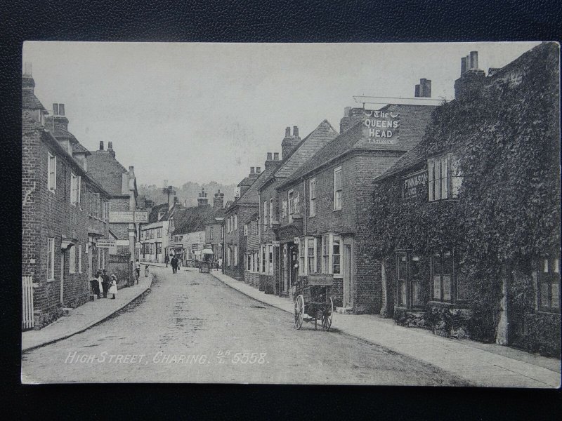 Kent CHARING High Street shows THE QUEENS HEAD Old Postcard by Daniell Bros Ltd