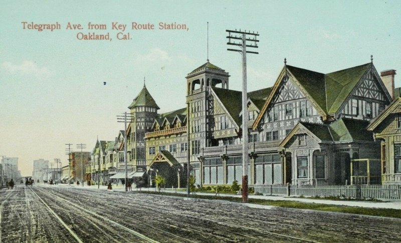 C.1910 Telegraph Ave., Key Route Station, Oakland, Calif. Vintage Postcard P105