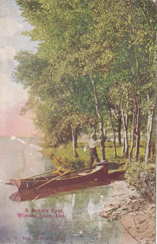 Indiana Winona Lake Canoeing On The Lake 1912