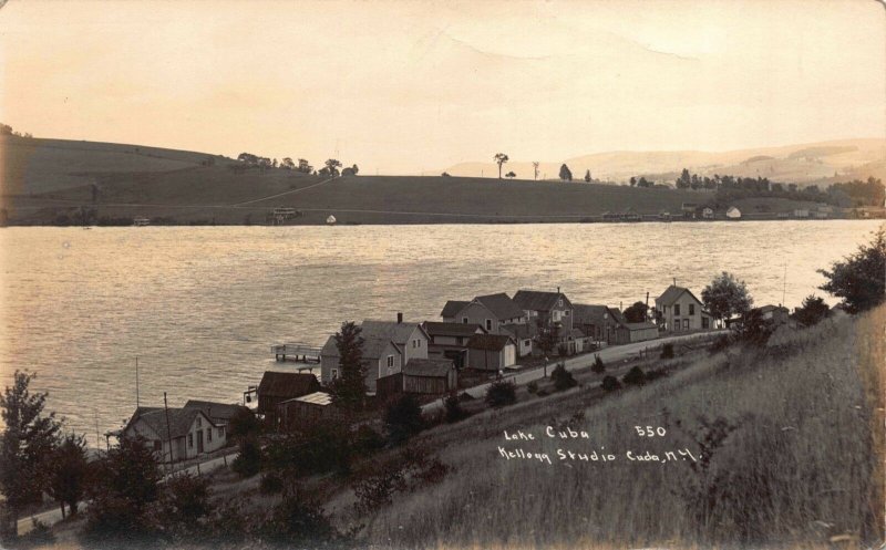 Real Photo Postcard Homes Along Lake Cuba in Cuba, New York~118113