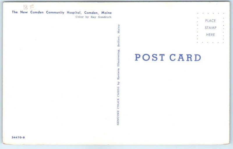 Postcard - The New Camden Community Hospital, Camden, Maine, USA