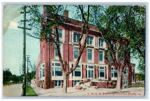 Council Bluffs Iowa IA Postcard Y.M.C.A Building 1913 Antique Posted