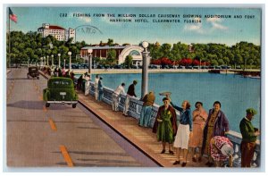 1949 Fishing from Million Dollar Causeway Clearwater Beach FL Postcard