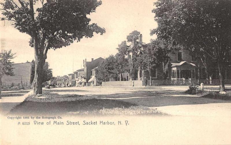 Sacket Harbor New York Main Street View Scenic Antique Postcard K10887