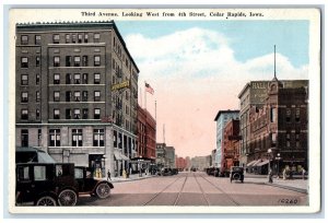 Third Avenue Looking West From 4th Street Cedar Rapids Iowa IA Antique Postcard 