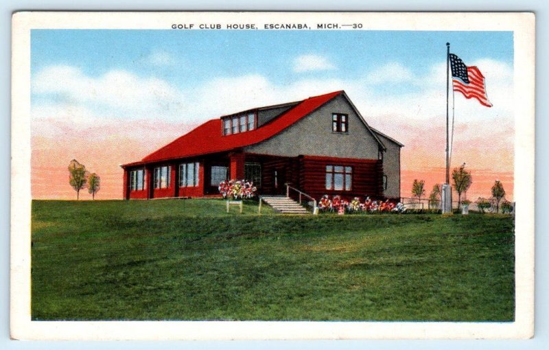 ESCANABA, MI Michigan ~ GOLF CLUB HOUSE c1940s Linen Delta County Postcard