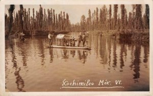 RPPC XOCHIMILCO MEXICO RIVER BOAT REAL PHOTO POSTCARD (c. 1930s)