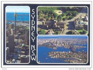 3-Views, Sydney Tower & Harbour, Queens Sq., Aerial View, Sydney, N. S. W., A...
