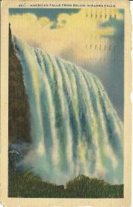 1939 VINTAGE Postcard - American Falls from below Niagara Falls NY New York