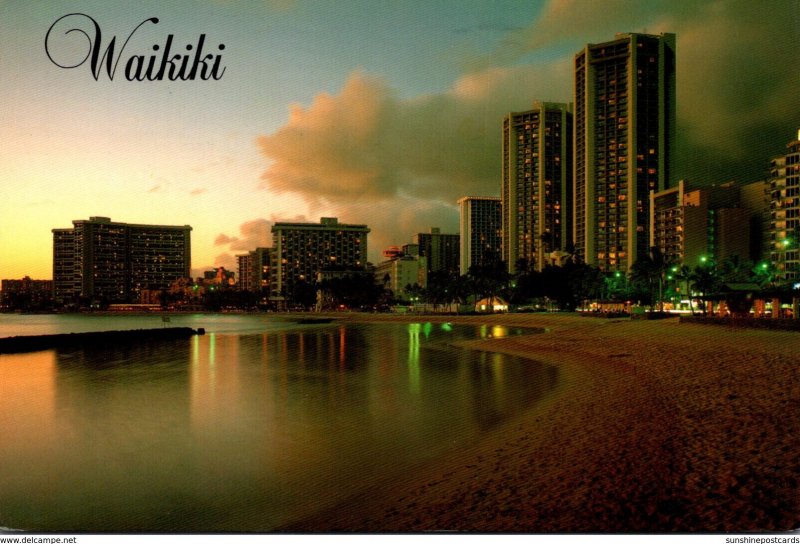 Hawaii Waikiki Beach At Sunset 1992