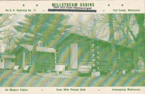 Postcard Millstream Cabins Fall Creek WI