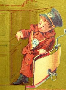 1870's-80's Lovely Boy Uniformed Railroad Train Conductor Victorian Card F88