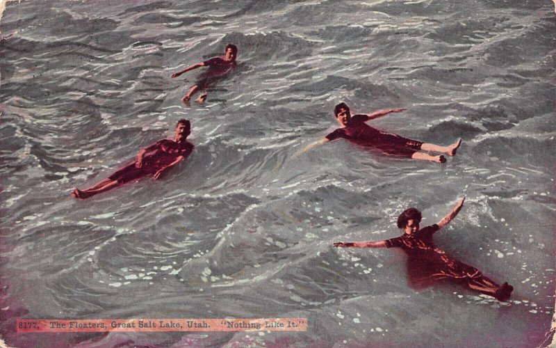 The Floaters, Great Salt Lake, Utah, Early Postcard, Used in 1913