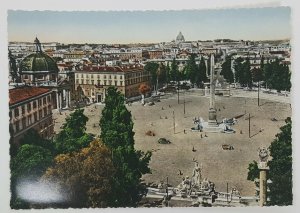 Peoples Square Rome Italy Europe Vintage Postcard
