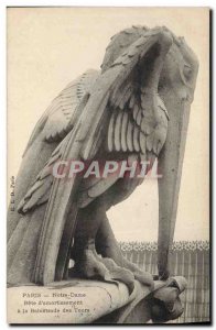 Old Postcard Gargoyle Notre Dame Paris Bete d & # 39armortissement a railing ...