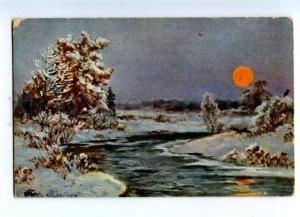 157177 RUSSIA Winter HUNT by KLEVER vintage Colorful PC