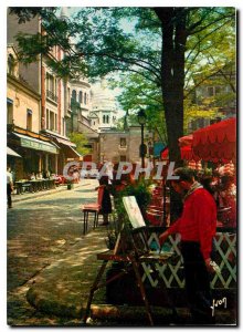 Postcard Modern Colors and Lumiere Place du Tertre Paris France