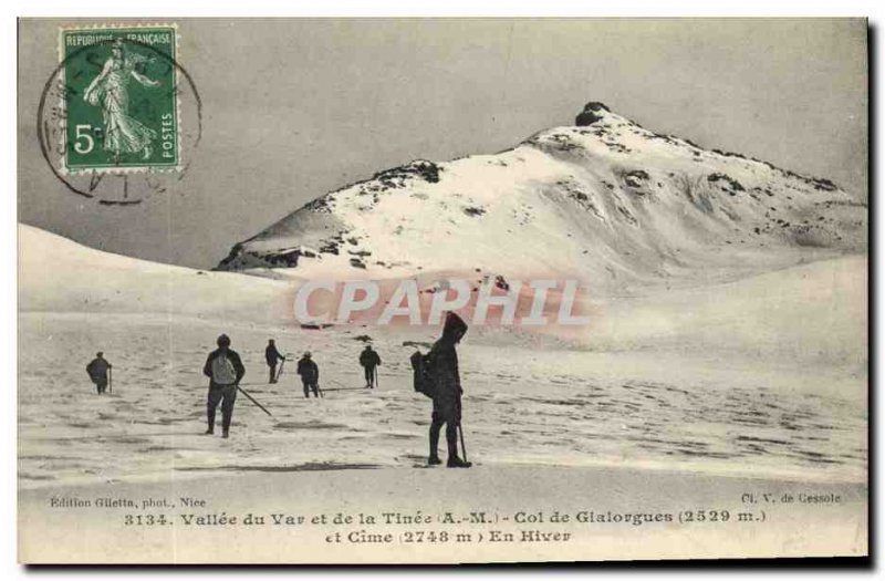 Old Postcard Mountain Valley of the Var and Tinee Pass Gialorgues and peak in...