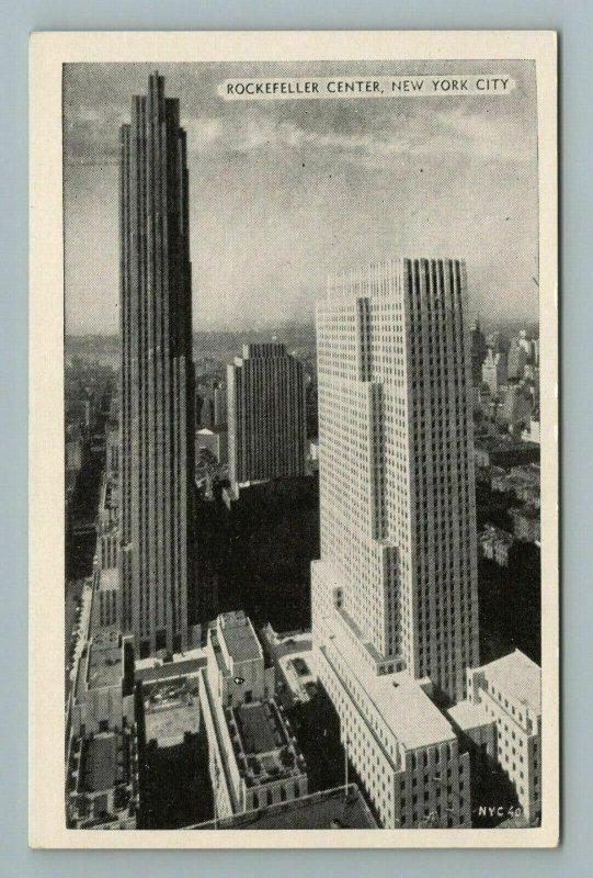 Rockefeller Center Downtown Buildings Birdseye New York City Postcard