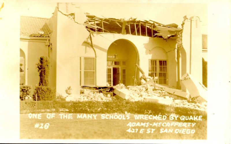 CA - Long Beach Earthquake, Mar. 10, 1933. Wreckage of One School *RPPC