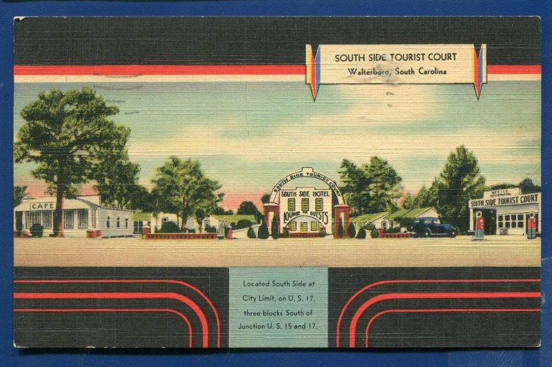 South Side Tourist Court Walterboro South Carolina sc linen postcard