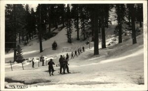 San Bernardino Mountains CA California Skiing Ski Lake Arrowhead Cancel RPPC