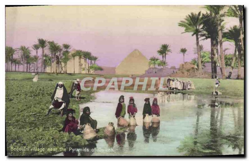 Postcard Ancient Egypt Egypt bedouin village near the Giza Pyramids