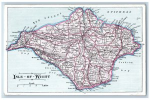 Isle of Wight England Postcard Map View of Spithead Solent c1920's Antique