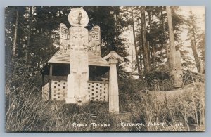 AMERICAN NDIAN GRAVE TOTEMS KETCHIKAN AK ANTIQUE REAL PHOTO POSTCARD RPPC