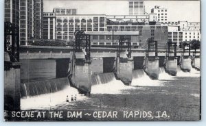 CEDAR RAPIDS, IA Iowa ~ SCENE at the DAM  c1940s Linn County Postcard