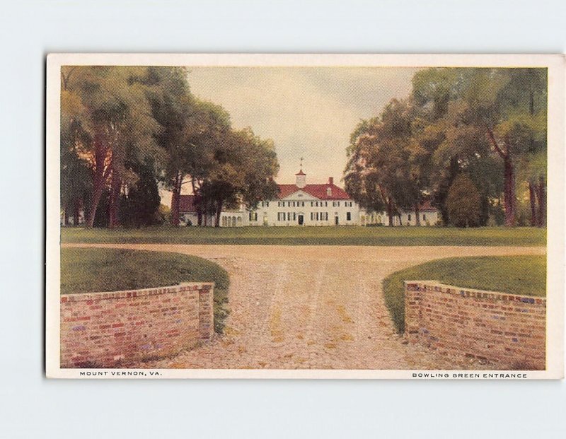 Postcard Bowling Green Entrance, Mount Vernon, Virginia