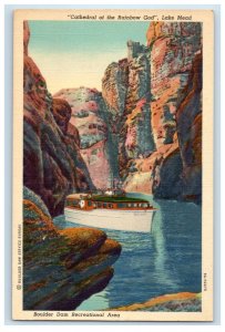 Cathedral Rainbow God Lake Mead Boulder Dam Recreational Area Boat Postcard 