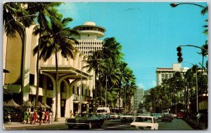 Vtg Honolulu Hawaii HI Waikiki Kalakaua Avenue Street View 1970s Old Postcard