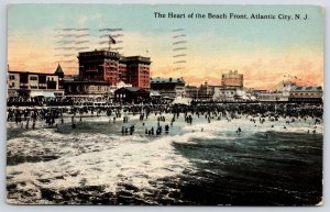 1912 The Heart Of The Beach Front Atlantic City New Jersey NJ Posted Postcard