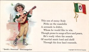 Swift & Company Premium Oleomargarine Advert Italy Mandolin Player Postcard Y13