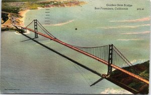 1930s SAN FRANCISCO CALIFORNIA GOLDEN GATE BRIDGE LINEN POSTCARD 42-198