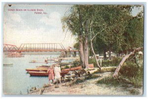 1914 Shady Beach On Illinois River Peoria Illinois IL Posted Children Postcard