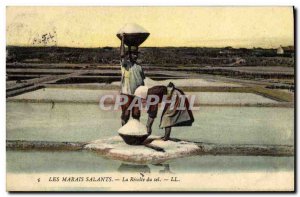 Old Postcard Folklore Salterns The harvesting salt