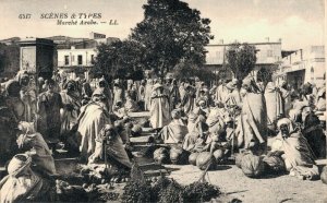 Morocco Scenes et Types Marché Arabe Vintage Postcard 04.44