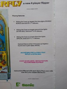 Butterfly Pinball Flyer Original 1977 Promo Advertising Fantasy Art Sheet Sonic 