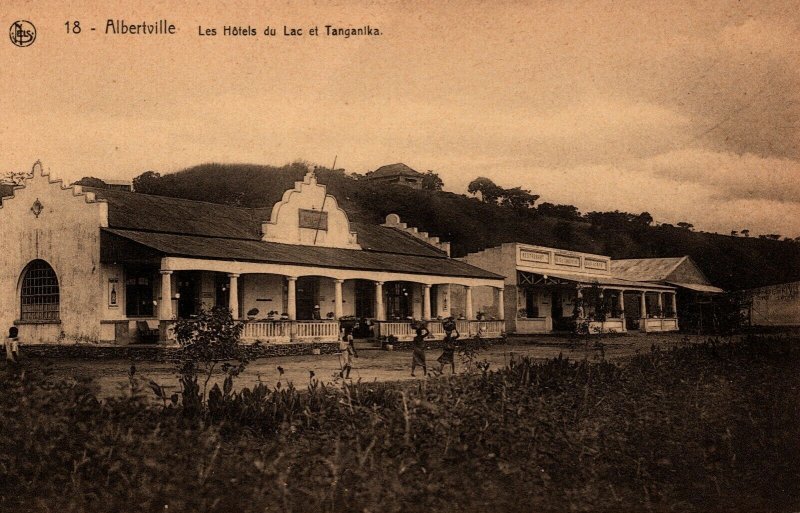 Belgian Congo Albertville The Lac and Tanganika hotels Vintage Postcard 08.98 