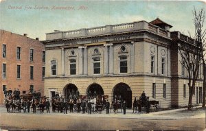 J71/ Kalamazoo Michigan Postcard c1910 Central Fire Station Department 402