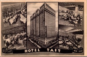 Postcard Multiple Views of The Taft Hotel Seventh Ave at 50th in New York City