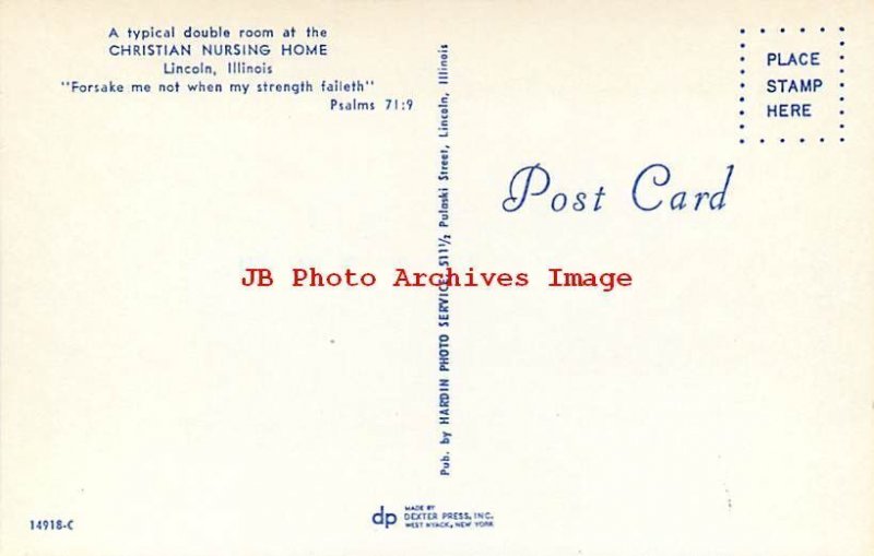 IL, Lincoln, Illinois, Christian Nursing Home, Room Interior, Dexter No 14918-C 