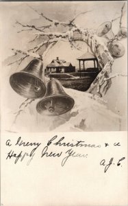 RPPC Real Photo Happy New Year Bella Timer Scene White Sulphur Springs MT KF13