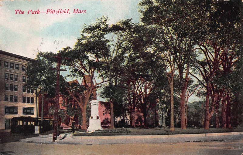 The Park, Pittsfield, Massachusetts, Early Postcard, Used in 1910