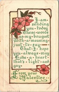 VINTAGE POSTCARD VALENTINE'S CARD MAILED FROM LAWRENCE KANSAS 1912